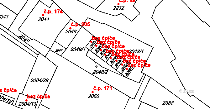 Vysoké Mýto 43651801 na parcele st. 2048/7 v KÚ Vysoké Mýto, Katastrální mapa