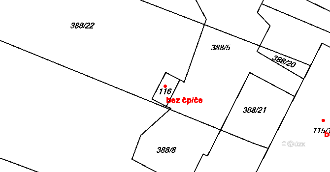 Trnov 44302801 na parcele st. 116 v KÚ Trnov, Katastrální mapa