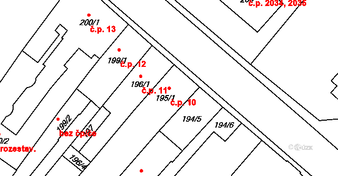 Předměstí 10, Opava na parcele st. 195/1 v KÚ Opava-Předměstí, Katastrální mapa