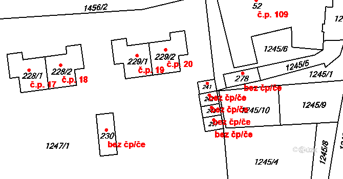 Hajnice 44918801 na parcele st. 241 v KÚ Brusnice, Katastrální mapa