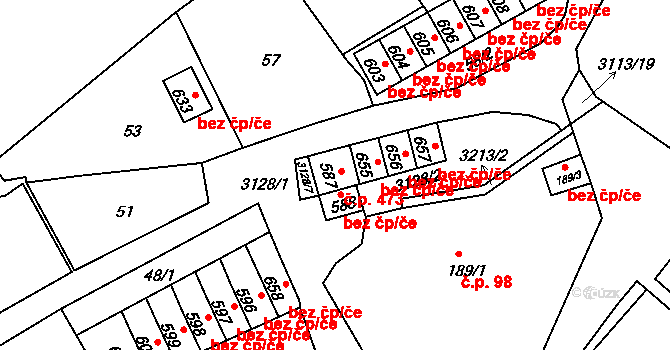Bečov nad Teplou 473 na parcele st. 587 v KÚ Bečov nad Teplou, Katastrální mapa