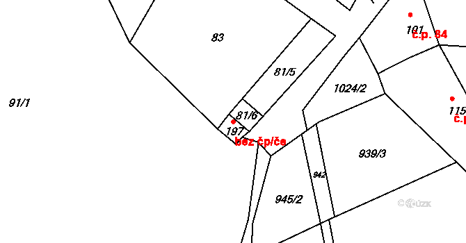 Měcholupy 47192801 na parcele st. 197 v KÚ Měcholupy u Žatce, Katastrální mapa