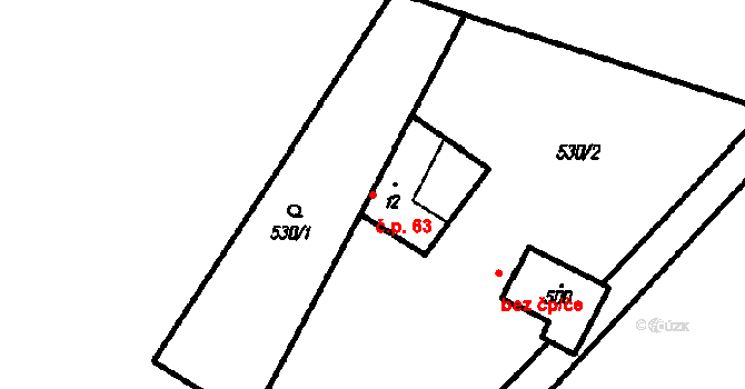 Lopeník 63 na parcele st. 12 v KÚ Lopeník, Katastrální mapa