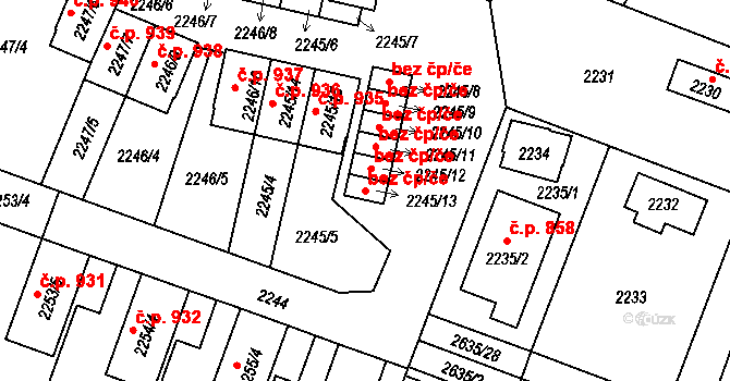 Praha 49093801 na parcele st. 2245/13 v KÚ Hloubětín, Katastrální mapa
