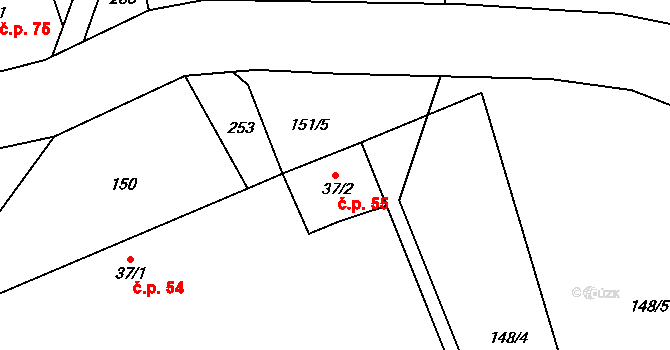 Mladotice 55, Ronov nad Doubravou na parcele st. 37/2 v KÚ Mladotice nad Doubravou, Katastrální mapa