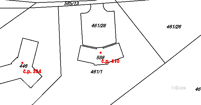 Chrást 410, Tišice na parcele st. 586 v KÚ Chrást u Tišic, Katastrální mapa