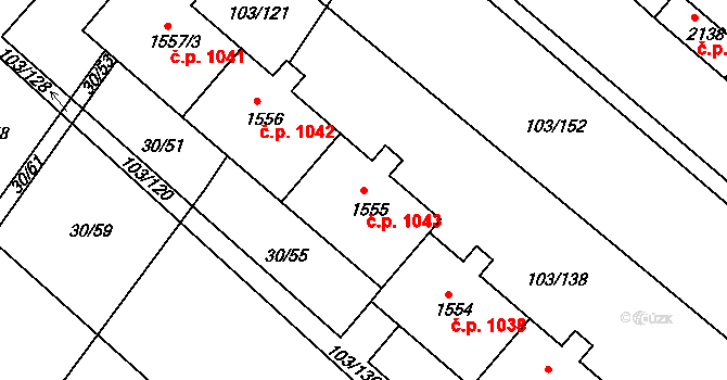 Neratovice 1043 na parcele st. 1555 v KÚ Neratovice, Katastrální mapa