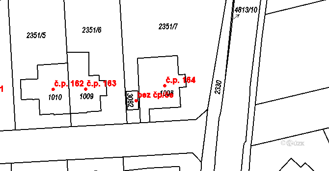Týnské Předměstí 164, Domažlice na parcele st. 1008 v KÚ Domažlice, Katastrální mapa