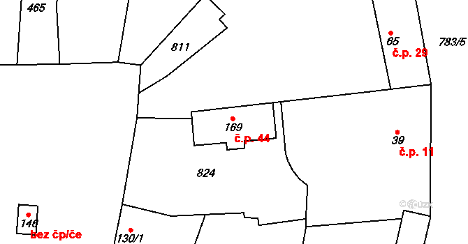 Vesce 44, Krabčice na parcele st. 169 v KÚ Vesce pod Řípem, Katastrální mapa