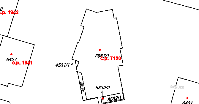 Zlín 7120 na parcele st. 8967/1 v KÚ Zlín, Katastrální mapa