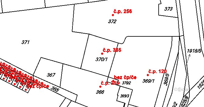 Postřelmov 385 na parcele st. 370/1 v KÚ Postřelmov, Katastrální mapa