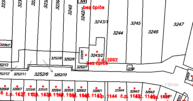 Kuřim 2002 na parcele st. 3243/2 v KÚ Kuřim, Katastrální mapa