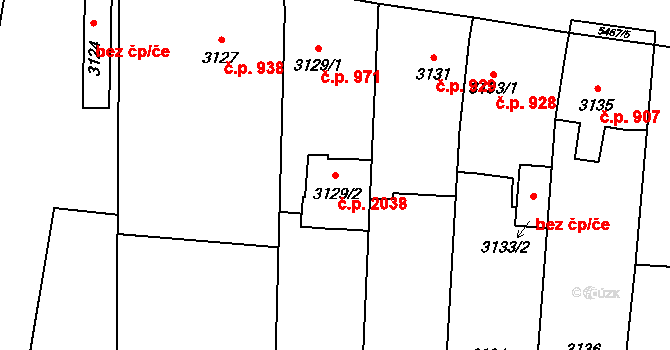 Zábřeh 2038 na parcele st. 3129/2 v KÚ Zábřeh na Moravě, Katastrální mapa