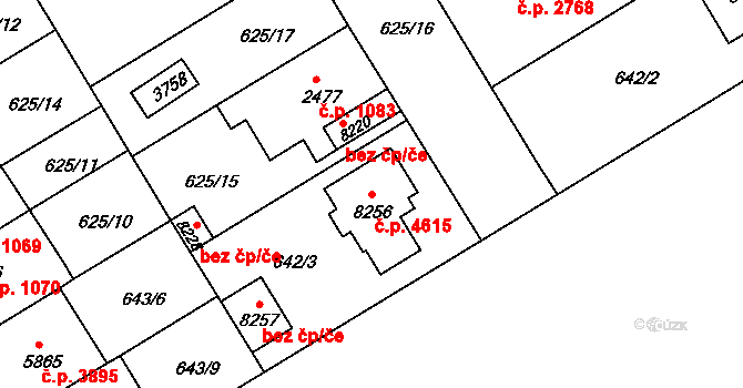 Kroměříž 4615 na parcele st. 8256 v KÚ Kroměříž, Katastrální mapa