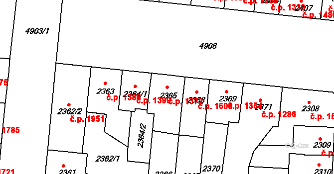 Louny 1372 na parcele st. 2365 v KÚ Louny, Katastrální mapa