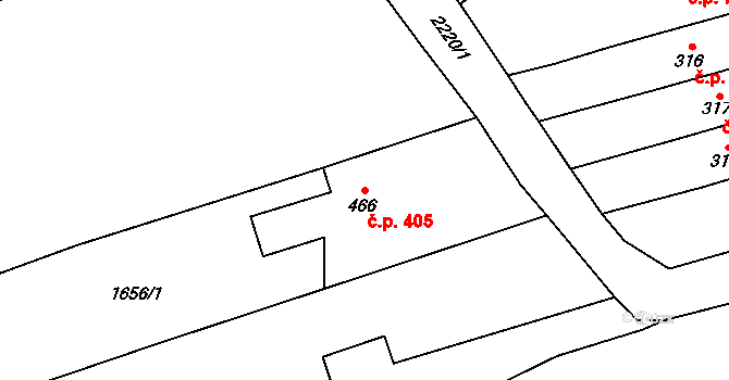 Golčův Jeníkov 405 na parcele st. 466 v KÚ Golčův Jeníkov, Katastrální mapa