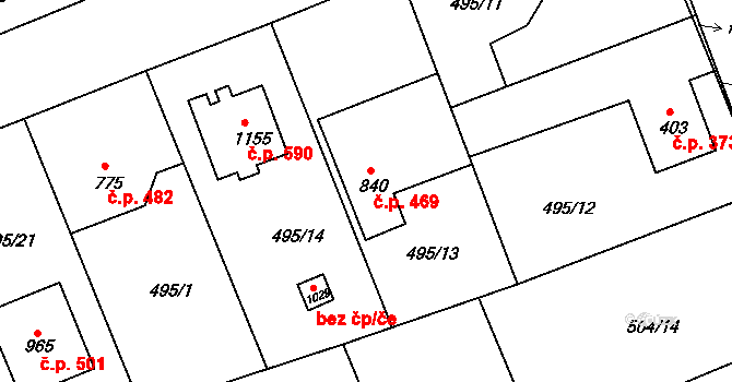 Šťáhlavy 469 na parcele st. 840 v KÚ Šťáhlavy, Katastrální mapa