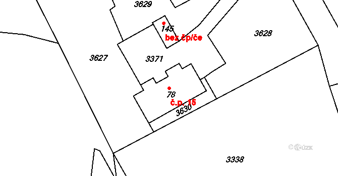Jedlina 15, Synkov-Slemeno na parcele st. 78 v KÚ Slemeno u Rychnova nad Kněžnou, Katastrální mapa