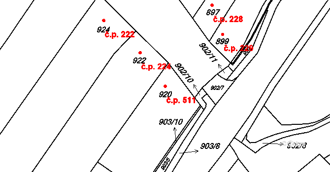 Lednice 511 na parcele st. 920 v KÚ Lednice na Moravě, Katastrální mapa