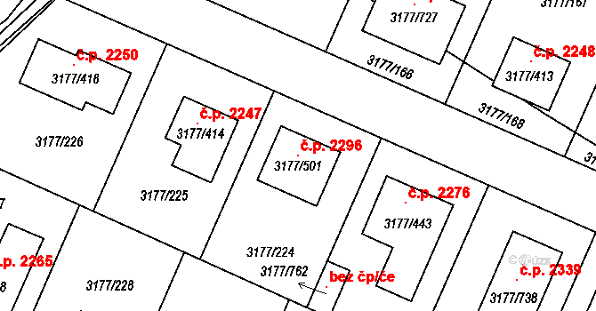 Tachov 2296 na parcele st. 3177/501 v KÚ Tachov, Katastrální mapa
