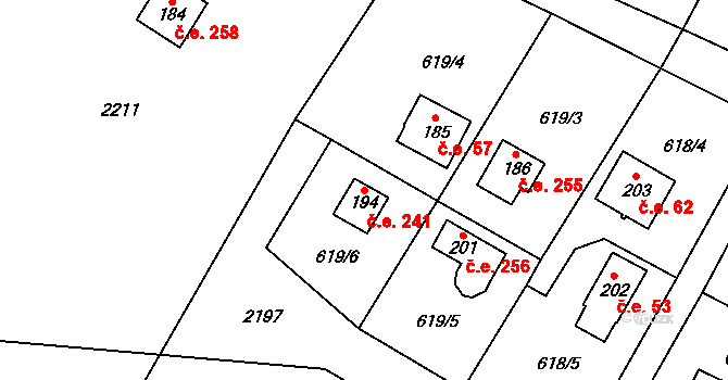 Čunín 241, Konice na parcele st. 194 v KÚ Čunín, Katastrální mapa