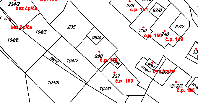 Rozstání 182 na parcele st. 236 v KÚ Rozstání pod Kojálem, Katastrální mapa
