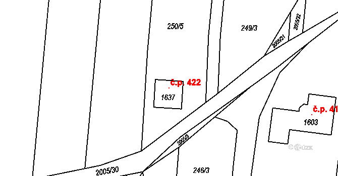 Staňkov I 422, Staňkov na parcele st. 1637 v KÚ Staňkov-město, Katastrální mapa