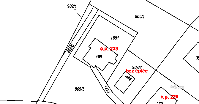 Supíkovice 239 na parcele st. 469 v KÚ Supíkovice, Katastrální mapa