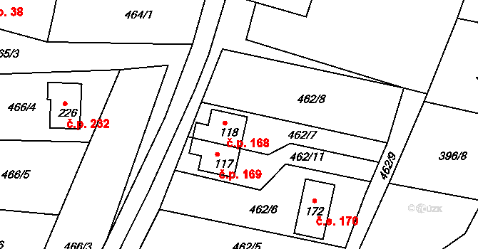 Klení 168, Benešov nad Černou na parcele st. 118 v KÚ Klení, Katastrální mapa