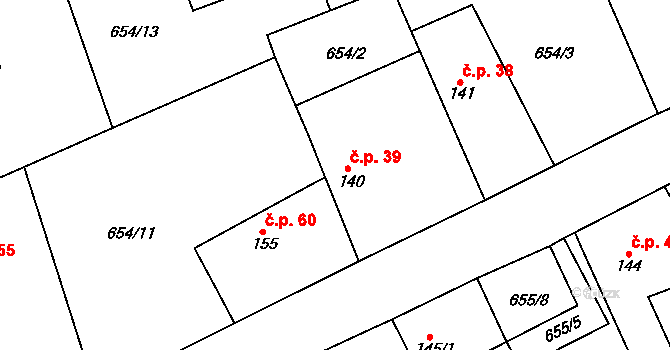 Žernovka 39, Mukařov na parcele st. 140 v KÚ Žernovka, Katastrální mapa