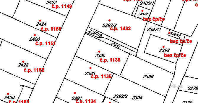Boskovice 1136 na parcele st. 2395 v KÚ Boskovice, Katastrální mapa