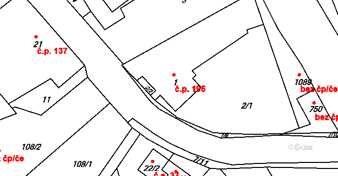 Růžďka 195 na parcele st. 1 v KÚ Růžďka, Katastrální mapa