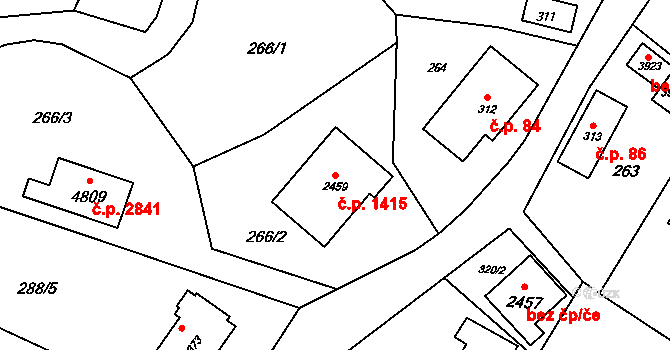 Rožnov pod Radhoštěm 1415 na parcele st. 2459 v KÚ Rožnov pod Radhoštěm, Katastrální mapa