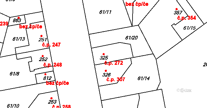 Litol 272, Lysá nad Labem na parcele st. 325 v KÚ Litol, Katastrální mapa