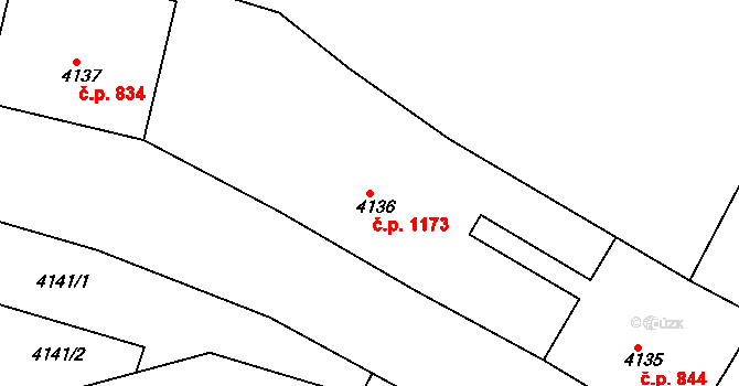 Smržovka 1173 na parcele st. 4136 v KÚ Smržovka, Katastrální mapa