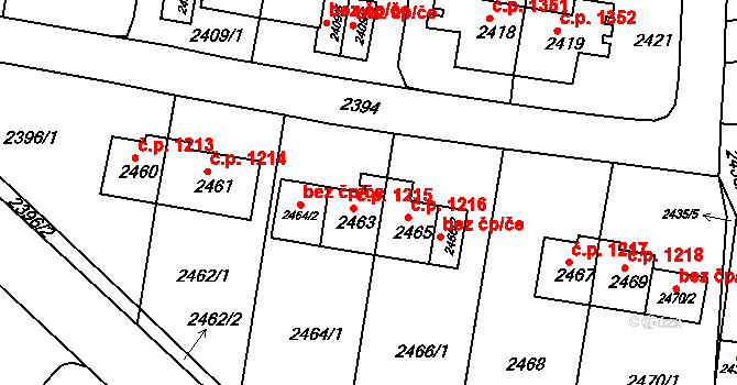 Sokolov 1215 na parcele st. 2463 v KÚ Sokolov, Katastrální mapa