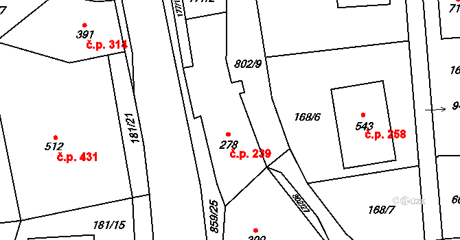 Zásmuky 239 na parcele st. 278 v KÚ Zásmuky, Katastrální mapa