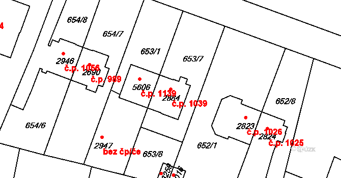 Kolín V 1039, Kolín na parcele st. 2884 v KÚ Kolín, Katastrální mapa