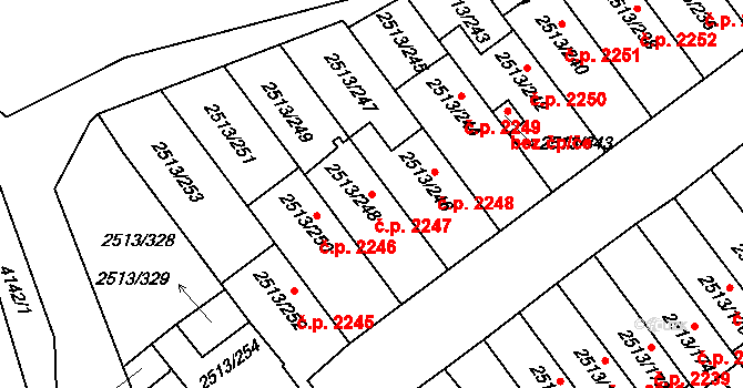 Dejvice 2247, Praha na parcele st. 2513/248 v KÚ Dejvice, Katastrální mapa