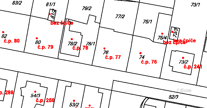 Horní Měcholupy 77, Praha na parcele st. 76 v KÚ Horní Měcholupy, Katastrální mapa