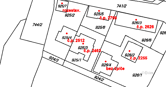 České Budějovice 3 2463, České Budějovice na parcele st. 925/3 v KÚ České Budějovice 3, Katastrální mapa