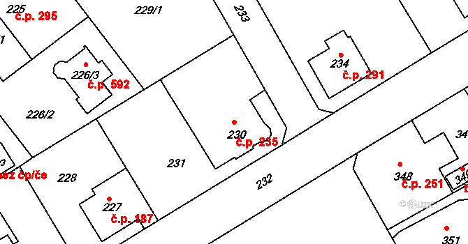 Liberec XI-Růžodol I 235, Liberec na parcele st. 230 v KÚ Růžodol I, Katastrální mapa