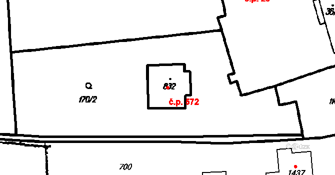 Vestec 572 na parcele st. 832 v KÚ Vestec u Prahy, Katastrální mapa