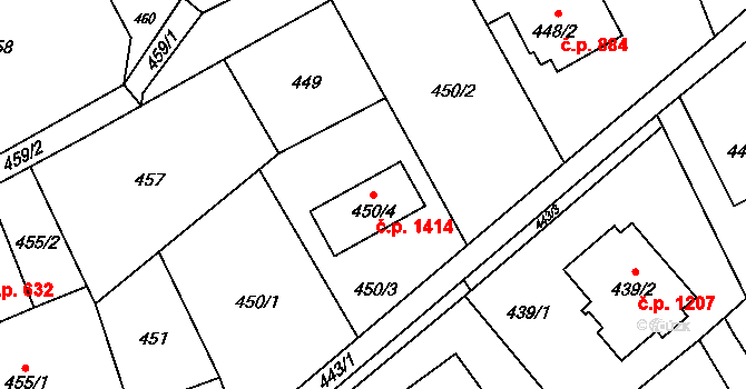 Ludgeřovice 1414 na parcele st. 450/4 v KÚ Ludgeřovice, Katastrální mapa