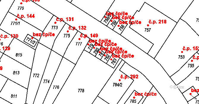 Bystřany 42334802 na parcele st. 781 v KÚ Bystřany, Katastrální mapa