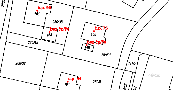 Šemnice 42849802 na parcele st. 149 v KÚ Sedlečko u Karlových Var, Katastrální mapa