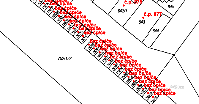 Opava 43810802 na parcele st. 752/20 v KÚ Opava-Předměstí, Katastrální mapa