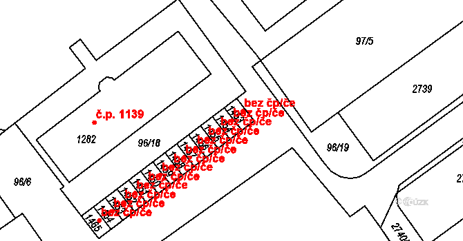 Ostrava 43885802 na parcele st. 1454 v KÚ Mariánské Hory, Katastrální mapa