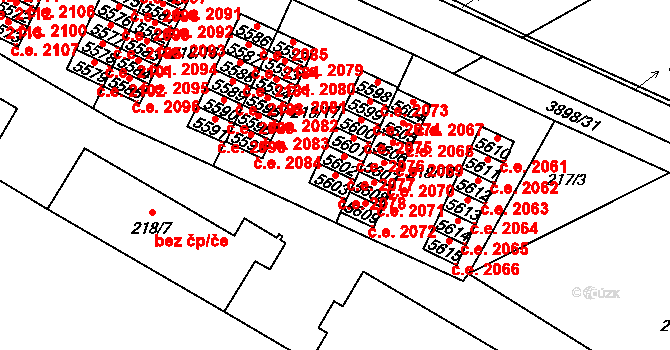 Řečkovice 2078, Brno na parcele st. 5603 v KÚ Řečkovice, Katastrální mapa