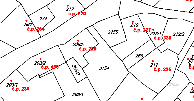 Milevsko 406 na parcele st. 208/1 v KÚ Milevsko, Katastrální mapa
